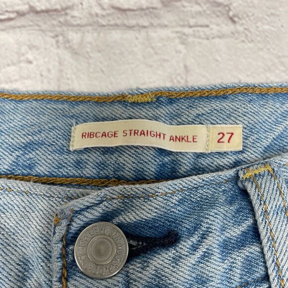 Levi's Women Ribcage Straight Ankle Jeans Size 27 Blue Denim B338 -17 - Picture 10 of 16